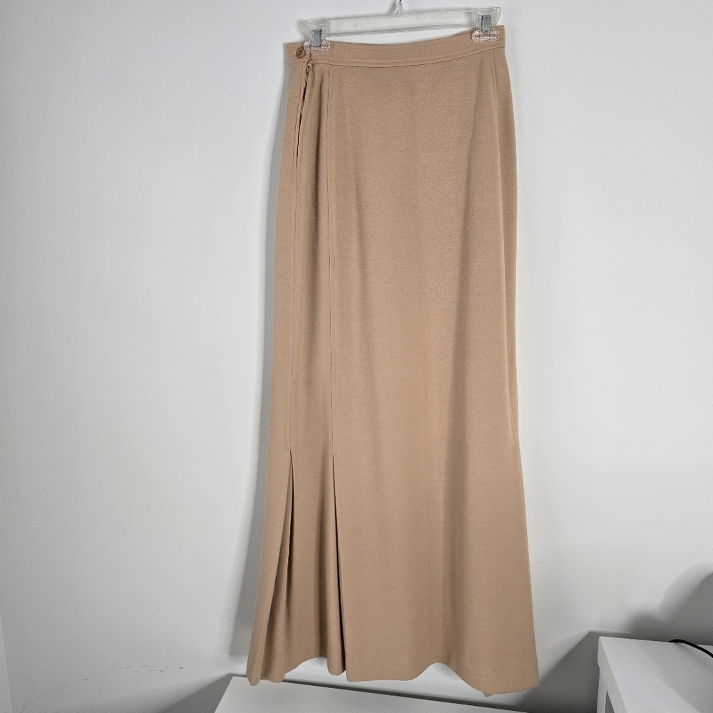 Vintage Givenchy Sport Camel Pleated Hem Maxi Skirt Size 10 Wool Blend - Picture 7 of 14